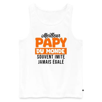 Meilleur papy du monde cadeau Papy grand père - Débardeur bio Premium Homme - blanc - Devant - Michal (187cm)