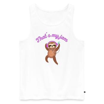 Faultier Spruch witzig "That´s my Jam" - Männer Premium Bio Tank Top - Weiß - Vorne - Michal (187cm)