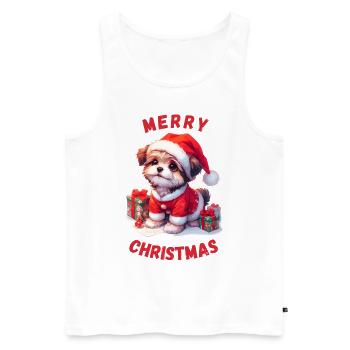 Süßer Weihnachtshund mit Weihnachtsgeschenken - Männer Premium Bio Tank Top - Weiß - Vorne - Michal (187cm)