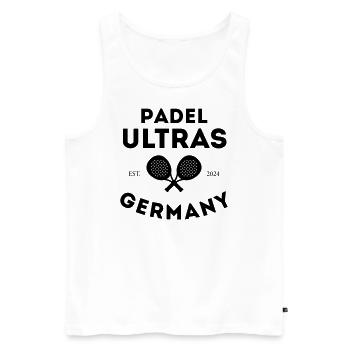Padel T-Shirt / Padel Ultras Germany - Männer Premium Bio Tank Top - Weiß - Vorne - Michal (187cm)