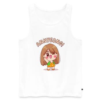 Annyeong. Kawaii Chibi Anime Girl. - Men's Premium Organic Tank Top - white - Front - Michal (187cm)