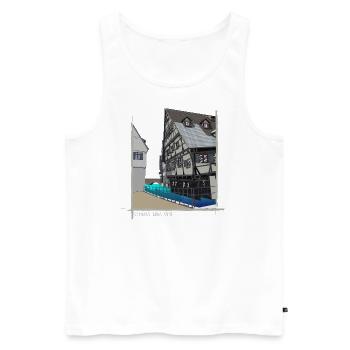 Ulm // Leaning House // Illustration - Men's Premium Organic Tank Top - white - Front - Michal (187cm)