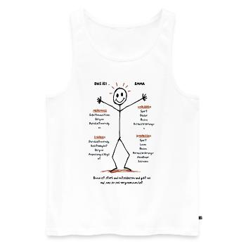 Emmas Welt der Entschlossenheit - Männer Premium Bio Tank Top - Weiß - Vorne - Michal (187cm)