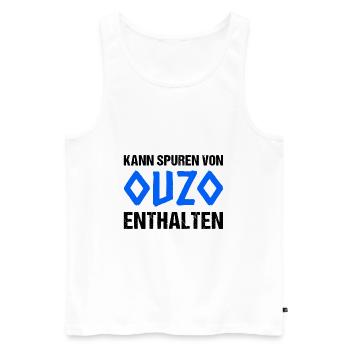 Kann Spuren Von Ouzo Enthalten - Männer Premium Bio Tank Top - Weiß - Vorne - AI Model Male 178 light (178cm)