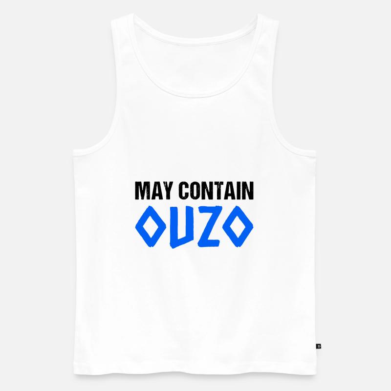 May Contain Ouzo - Männer Premium Bio Tank Top - Weiß