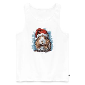 Cochon d’Inde avec chapeau de Père Noël - Débardeur bio Premium Homme - blanc - Devant - Michal (187cm)