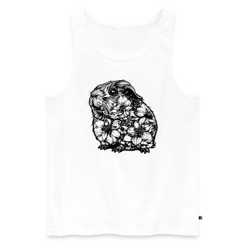 Fleurs Cochon d’Inde - Débardeur bio Premium Homme - blanc - Devant - Michal (187cm)