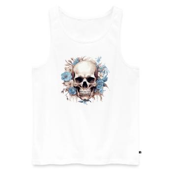 Crâne de fleur - Débardeur bio Premium Homme - blanc - Devant - Michal (187cm)