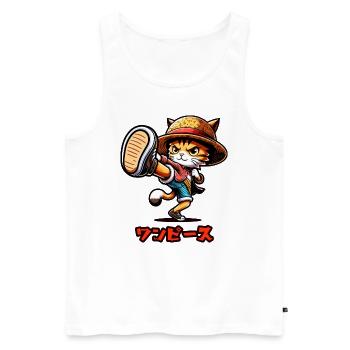 Katze Anime - Männer Premium Bio Tank Top - Weiß - Vorne - Michal (187cm)
