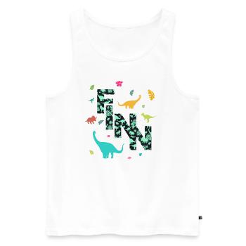 FINN - Schöner Jungen Name mit Dinosaurier - Männer Premium Bio Tank Top - Weiß - Vorne - Michal (187cm)