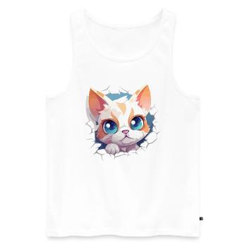 Flauschige Neugier: Babykatzen-Entdecker T-Shirt - Männer Premium Bio Tank Top - Weiß - Vorne - AI Model Male 178 light (178cm)