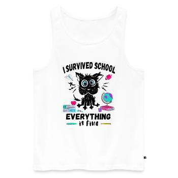Letzter Schultag, Ich habe die Schule überlebt - Männer Premium Bio Tank Top - Weiß - Vorne - Michal (187cm)