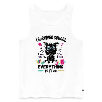 Letzter Schultag, Ich habe die Schule überlebt - Männer Premium Bio Tank Top - Weiß - Vorne - Michal (187cm)