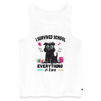 Letzter Schultag, Ich habe die Schule überlebt - Männer Premium Bio Tank Top - Weiß - Vorne - Michal (187cm)