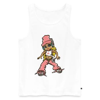 Hip Hop girl in pink - Men's Premium Organic Tank Top - white - Front - AI Model Male 178 light (178cm)