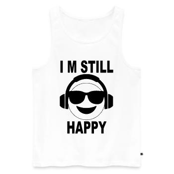 I’m Still Happy – Smiley Headphones Design - Männer Premium Bio Tank Top - Weiß - Vorne - Michal (187cm)