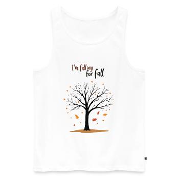 Arbre chauve « Automne en amour » Humour - Débardeur bio Premium Homme - blanc - Devant - AI Model Male 178 light (178cm)