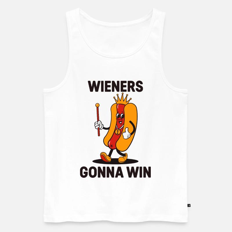 Die Gewinner gewinnen das BBQ-Hotdog-Maskottchen - Männer Premium Bio Tank Top - Weiß