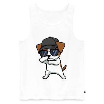 Dabbing Jack Russel Terrier - Männer Premium Bio Tank Top - Weiß - Vorne - Michal (187cm)
