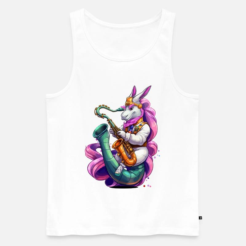 Funkelndes Einhorn Saxophon - Männer Premium Bio Tank Top - Weiß