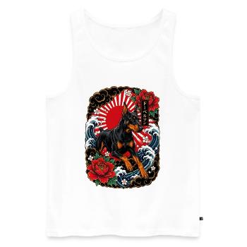 Dobermann im japanischen Irezumi Tattoo Stil - Männer Premium Bio Tank Top - Weiß - Vorne - Michal (187cm)