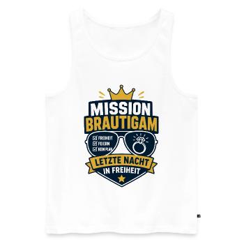 Mission Bräutigam Letzte Nacht in Freiheit - Männer Premium Bio Tank Top - Weiß - Vorne - Michal (187cm)