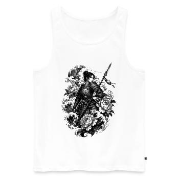 Guerrier samouraï japonais dans le style Irezumi - Débardeur bio Premium Homme - blanc - Devant - Michal (187cm)