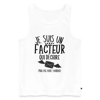 Facteur qui Déchire - - Débardeur bio Premium Homme - blanc - Devant - Michal (187cm)