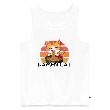 Ramen Cat Vintage Sunset - Männer Premium Bio Tank Top - Weiß - Vorne - Michal (187cm)