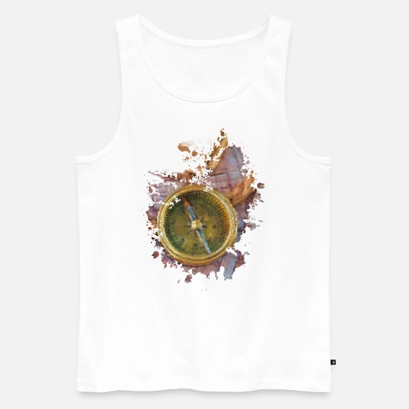 Kompass - Männer Premium Bio Tank Top - Weiß