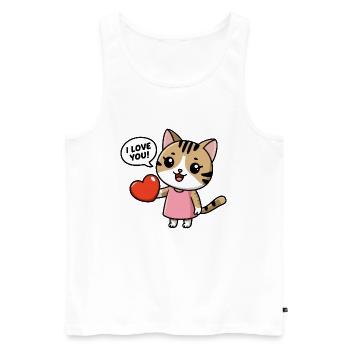 Je t’aime - Chat de dessin animé kawaii - Débardeur bio Premium Homme - blanc - Devant - Michal (187cm)