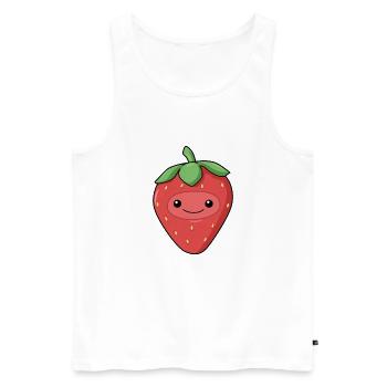 Comic Erdbeere Strawberry - Männer Premium Bio Tank Top - Weiß - Vorne - AI Model Male 178 light (178cm)