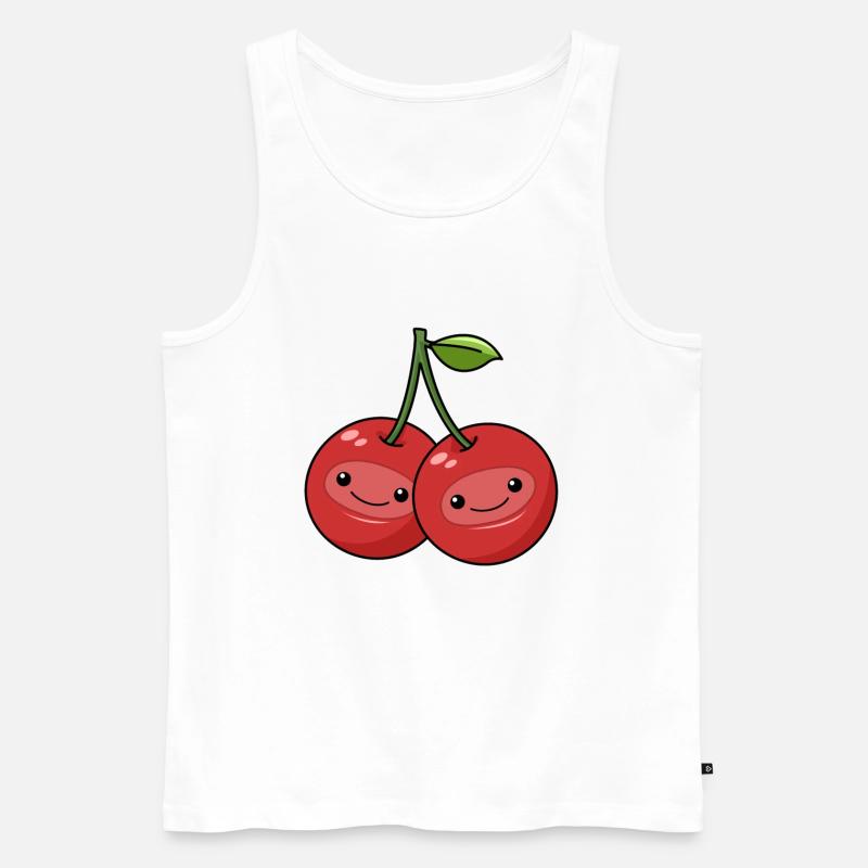 Comic Kirschen - Männer Premium Bio Tank Top - Weiß