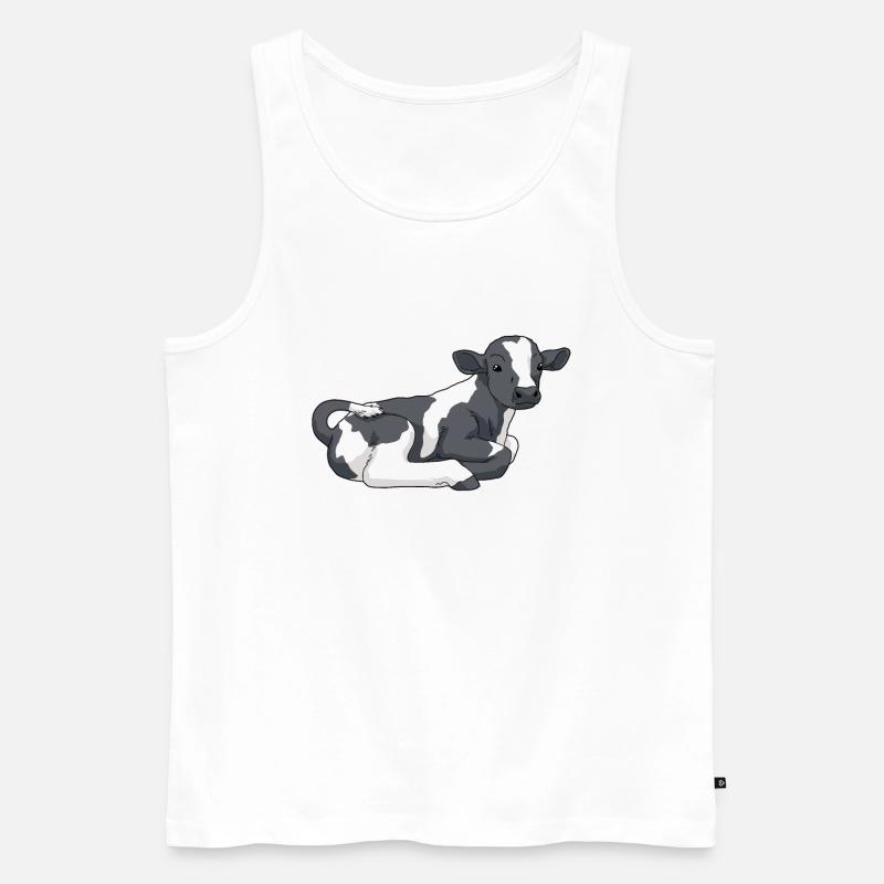 Kuh Kalb mit schwarzen Flecken - Männer Premium Bio Tank Top - Weiß