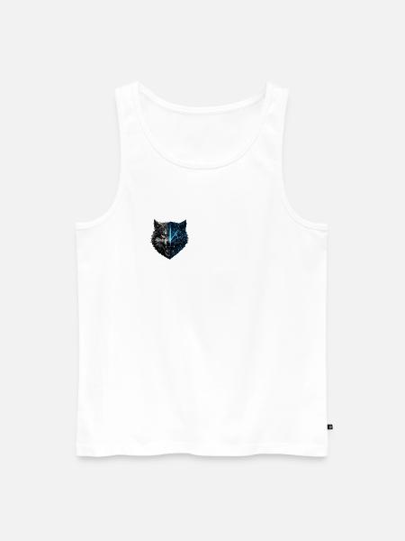 Neon-Hybrid-Wolfsschild - Männer Premium Bio Tank Top - Weiß