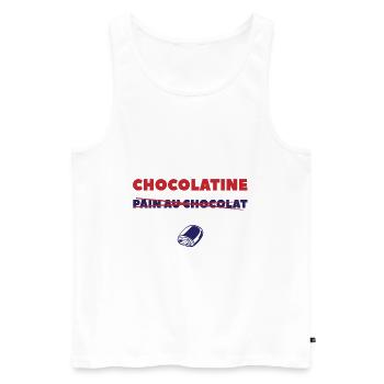 On dit pain au chocolat chocolatine Toulouse - Débardeur bio Premium Homme - blanc - Devant - Michal (187cm)