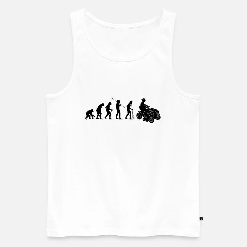 Rasentraktor Evolution Aufsitzmäher Rasenmäher - Männer Premium Bio Tank Top - Weiß