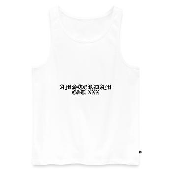 Amsterdam est. xxx - Men's Premium Organic Tank Top - white - Front - Michal (187cm)