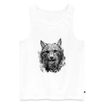 Cat Lynx - Cool Double Exposure Design - Men's Premium Organic Tank Top - white - Front - AI Model Male 178 light (178cm)