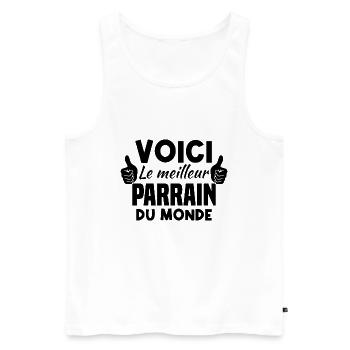 Voici le meilleur parrain du monde - Débardeur bio Premium Homme - blanc - Devant - Michal (187cm)
