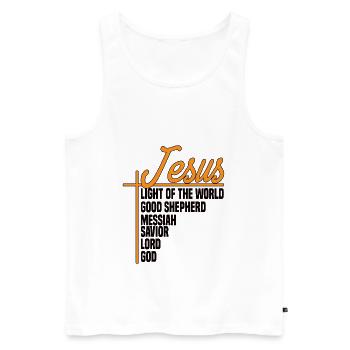 Jésus Lumière du Monde - Jésus-Christ - Débardeur bio Premium Homme - blanc - Devant - Michal (187cm)