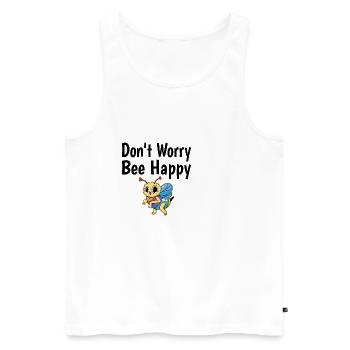 Don't Worry Bee Happy 35 - Men's Premium Organic Tank Top - white - Front - Michal (187cm)
