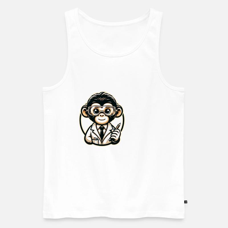 Cute Monkey Scientist - Männer Premium Bio Tank Top - Weiß