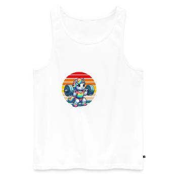 Rainbow Unicorn Lifting In The Gym - Männer Premium Bio Tank Top - Weiß - Vorne - Michal (187cm)