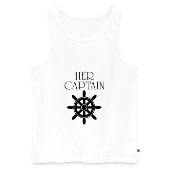 Son capitaine son ancre | Couple correspondant lune de miel - Débardeur bio Premium Homme - blanc - Devant - AI Model Male 178 light (178cm)
