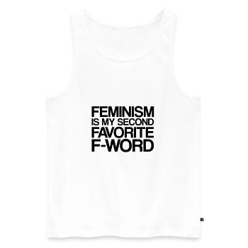Le féminisme est mon deuxième favori F-Word | féministe - Débardeur bio Premium Homme - blanc - Devant - Michal (187cm)