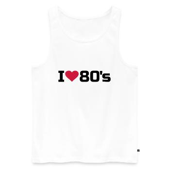 J'aime la musique de cœur des années 80, 80, 80, 80 - Débardeur bio Premium Homme - blanc - Devant - AI Model Male 178 light (178cm)