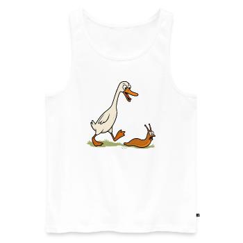 Cute runner duck chasing snail in the garden runner duck - Men's Premium Organic Tank Top - white - Front - AI Model Male 178 light (178cm)