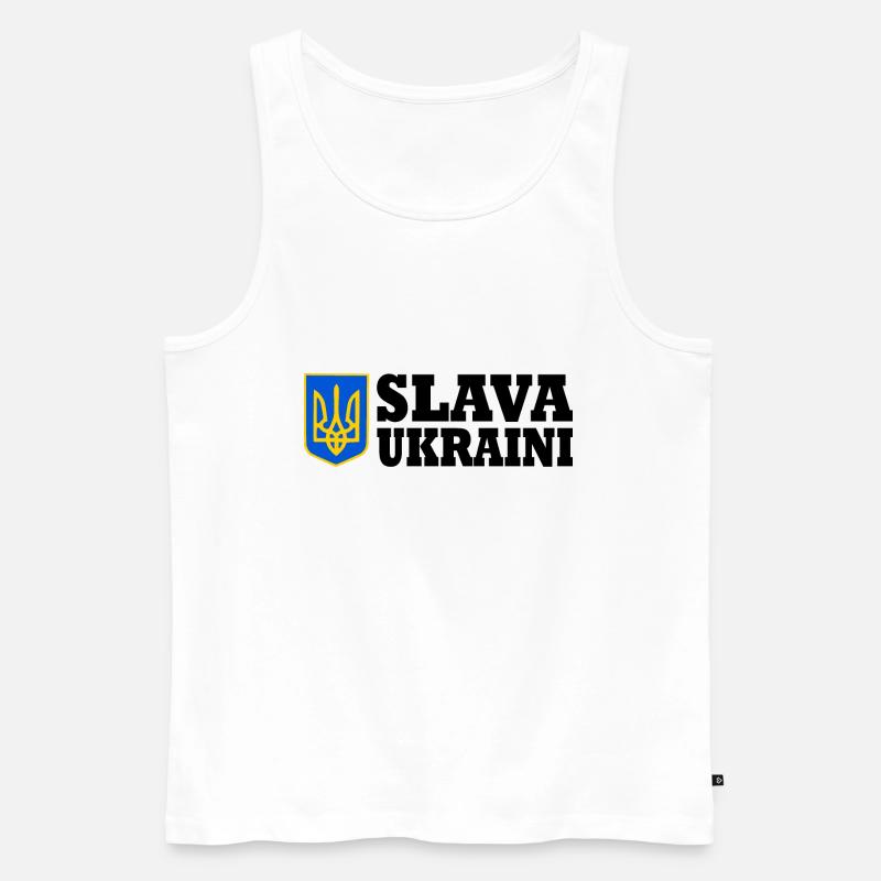 Slava ukraini - Männer Premium Bio Tank Top - Weiß