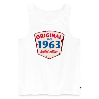 1963 Blechschild - limeted edition - Vintage - Männer Premium Bio Tank Top - Weiß - Vorne - AI Model Male 178 light (178cm)